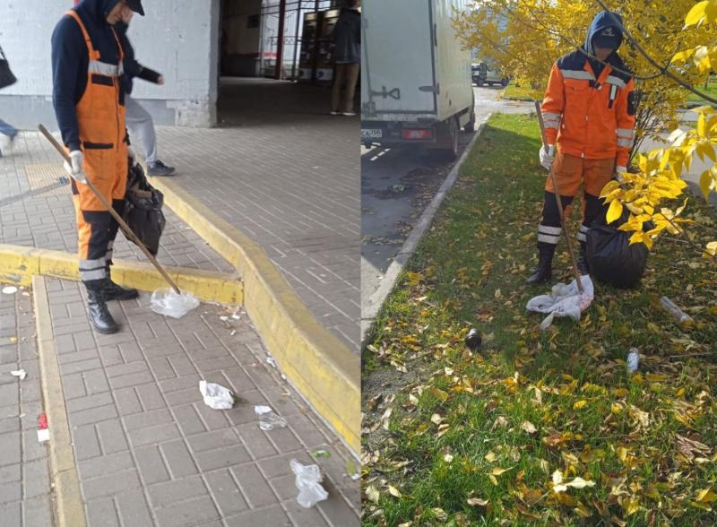 В Королёве продолжают убирать бытовой мусор с улиц